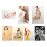 Unidentified artist, Untitled, c.) Nude<br> signed and dated 2001 (upper right)<br> pastel on paper<br> 21” x 14” (53 cm x 36 cm)<br><br> d.) Nude<br> pastel on paper<br> 24 1/4” x 17 1/4” (62 cm x 44 cm)<br><br>