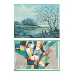 Leonardo Zablan, a.) Untitled b.) Untitled, b.) signed (lower right)<br> oil on canvas<br> 24 1/4” x 35 1/4” (62 cm x 90 cm)