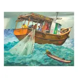 Hugo Yonzon jr., Fishing Boat, oil on canvas