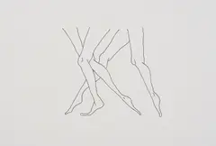 Anna Gaskell, Ohne Titel (Strumpfbeine 1), 2001, Tusche auf Buchseite