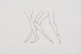 Anna Gaskell, Ohne Titel (Strumpfbeine 1), 2001, Tusche auf Buchseite