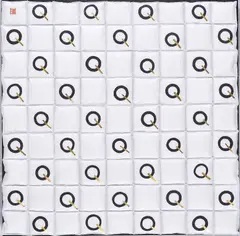 Lore Bert, "Schwarze Kreise aufstrebend", 2015, Holzschnitt auf Japan, auf Holz montiert, in Acrylglaskasten
