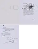 Mark Borthwick, Serie von 3 Zeichnungen, 2002, Grafit und Kugelschreiber über Inkjet-Print auf Papier