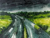 Sven Kroner, "Autobahn", 2000, Acryl auf Leinwand