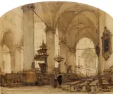 Johannes Bosboom, Interieur der Pieterskerk in Leiden, Aquarell auf Papier