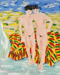 "Vor der Landschaft" by Salomé, 1988, Acryl auf Leinwand, sold Dec 2021