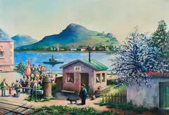 Otto Nückel, Bahnsperre, 1949, Öl auf Hartfaserplatte
