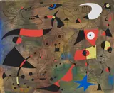Femme et oiseaux (Aus: Constellations) by Joan Miró, 1959, Pochoir auf Bütten, sold Feb 2022