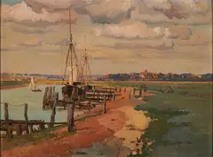 Herbert Kerr Rooke, An der Themse, 1872, Öl auf Holz
