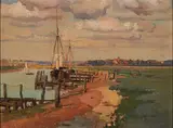 Herbert Kerr Rooke, An der Themse, 1872, Öl auf Holz