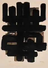 Pierre Soulages, Lithografie No 3, 1957, Lithografie auf Arches (Wasserzeichen)