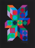 Victor Vasarely, Ohne Titel, Farbserigrafie auf Karton