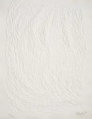 Günther Uecker, Aus: Meine Kindheit - Schmerz und Heilung, 1997, Prägedruck auf Bütten