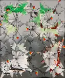 Christine Streuli, "Unter die Haut", 2011, Acryl und collagierte Mischtechnik auf Baumwolle