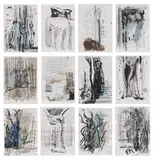 Per Kirkeby, Ohne Titel, 1985, Bleistift, Tusche, Gouache und Wachskreide auf Velin, mit perforierter Oberkante