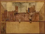 Lucio Muñoz, "Tabla 32-94", 1994, Mischtechnik (Holz, Korkeichenrinde, Sand und Farbe) auf Holz