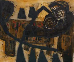 Oliver Dorfer, 8km north of Lakeland (M 57), 1995, Mischtechnik auf Holz mit Gipsgrund