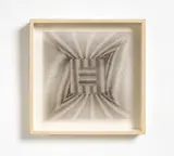 Ludwig Wilding, Ohne Titel, 1972, Serigrafie auf Plexiglas sowie Karton, auf Hartfaser in weißem Holzkasten