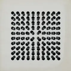 Victor Bonato, Ohne Titel, 1970, Serigrafie auf ausgestanztem Karton auf Silberfolienprägung