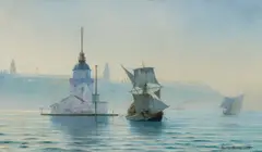 Aleth Bjorn, Istanbul. Der Mädchenturm in der Meerenge vor der Stadt, Öl auf Leinwand