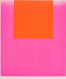 Rupprecht Geiger, Verlauf mit Spritzer auf weiß, 1967, Farbserigrafie auf Velin
