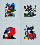 Otmar Alt, Meine Tiere für Reutlingen, 1996, Mappe mit 6 Farbserigrafien auf leichtem Karton