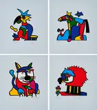 Otmar Alt, Meine Tiere für Reutlingen, 1996, Mappe mit 6 Farbserigrafien auf leichtem Karton