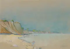 Julie Wolfthorn, <br />Steilküste Hiddensee, Um 1930, Kreidezeichnung auf Pappe