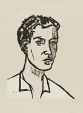 Stephan Balkenhol, Kopf, 2004, Farbholzschnitt auf grauem Somerset (Wasserzeichen)