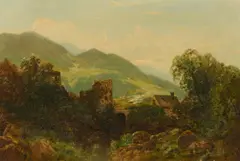 James Peel, Berglandschaft mit Höfen, Öl auf Leinwand