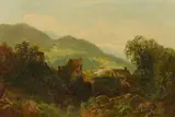 James Peel, Berglandschaft mit Höfen, Öl auf Leinwand