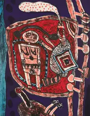 Piège by Guillaume Cornelis van Beverloo, 1971, Farblithografie auf Arches (Wasserzeichen), sold Jan 2022