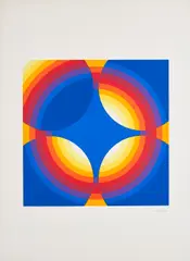 Ohne Titel by Herbert Bayer, 1969, Farblithografie auf THSaunders England (Wasserzeichen), sold Jan 2022