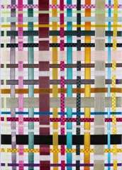 Beat Zoderer, "Flechten", 1997, Textilbänder, verwoben, auf Karton montiert