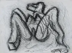 Wolf Vostell, Ohne Titel, 1983, Kohle auf Leinwand