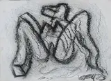 Wolf Vostell, Ohne Titel, 1983, Kohle auf Leinwand