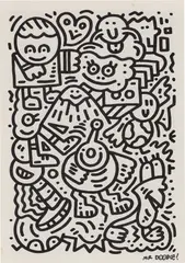 Untitled by Sam Cox, 2019, oil pen on paper, sold Dec 2021