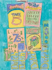 Tschabalala  Self, New York Poker, 2018, coloured pencil, gouache, acrylic, silkscreen on paper