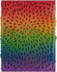 Eight of Wands (White Sand #9 Mandala, Rainbow Gradient) by Jennifer Guidi, 2018, sand and acrylic on board, sold Jul 2020