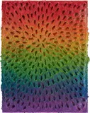 Jennifer Guidi, Eight of Wands (White Sand #9 Mandala, Rainbow Gradient), 2018, sand and acrylic on board