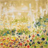 Michelle Sakhai, On the Path, 2017, oil and metal leaf on canvas
