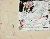 Pic in Pic Study by Eddie Martinez, 2016, oil, enamel, crayon and paper towel on paper, sold Jul 2020