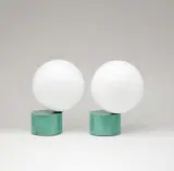 Michael Anastassiades, Pair of Tip Of The Tongue Table Lamps, 2020, mouth blown opaline sphere