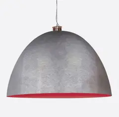 XXL DOME HANGING LAMP by Ingo Maurer, 1999, fiberglass with aluminum-silver, exterior and red-matte, lacquer interior, sold Jul 2020