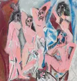 Madsaki, Les Demoiselles d'Avignon II, 2016, acrylic and aerosol on canvas