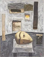 Duplicated Space No. 14 (Divided Dream) by Zhang Xiaogang, 1990, oil and collage on canvas, offered Jul 2020