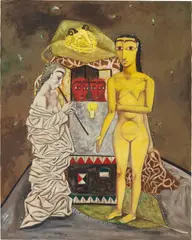 Fairy Tale by Zhang Xiaogang, 1985, oil on canvas, offered Dec 2020