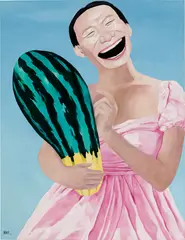 Untitled by Yue Minjun, 1996, oil on canvas, sold Dec 2020
