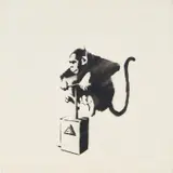 Banksy, Monkey Detonator, 2002, spray paint on card