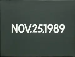 On Kawara, NOV.25, 1989, Liquitex on canvas and handmade cardboard box with newspaper clippings from the New York Daily News